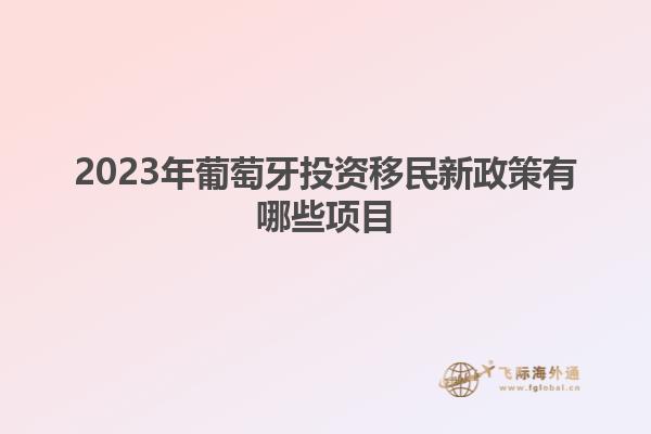 2023年葡萄牙投资移民新政策有哪些项目