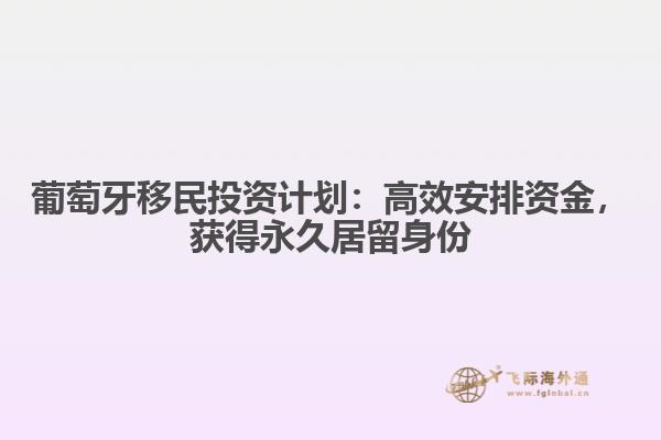 葡萄牙移民投资计划：高效安排资金，获得永久居留身份