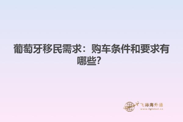 葡萄牙移民需求：购车条件和要求有哪些？