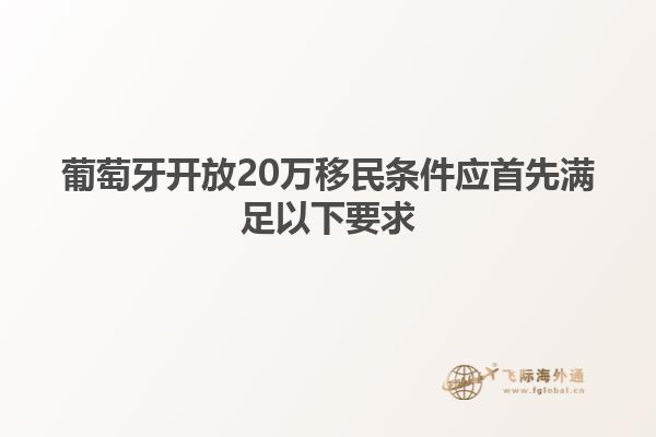 葡萄牙开放20万移民条件应首先满足以下要求