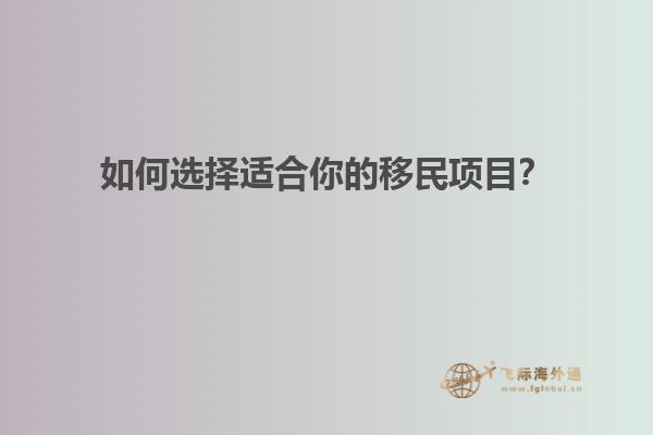 如何选择适合你的移民项目？