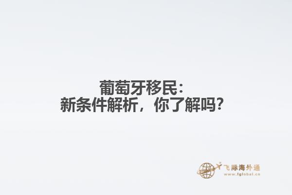 葡萄牙移民：新条件解析，你了解吗？
