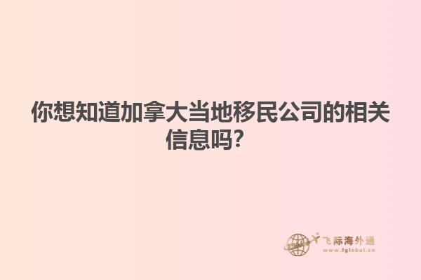 你想知道加拿大当地移民公司的相关信息吗？
