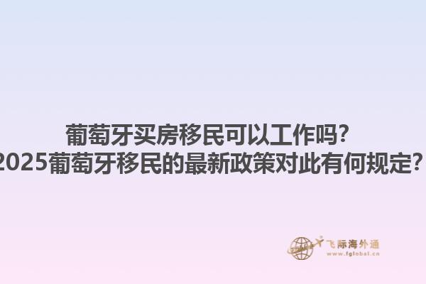 葡萄牙买房移民可以工作吗？2025葡萄牙移民的最新政策对此有何规定？