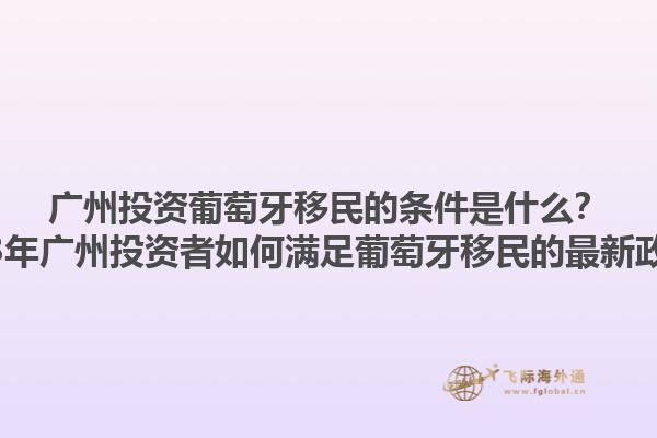 广州投资葡萄牙移民的条件是什么？2023年广州投资者如何满足葡萄牙移民的最新政策？