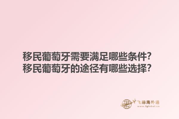 移民葡萄牙需要满足哪些条件？移民葡萄牙的途径有哪些选择？1.jpg