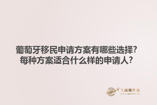 葡萄牙移民申请方案有哪些选择？每种方案适合什么样的申请人？