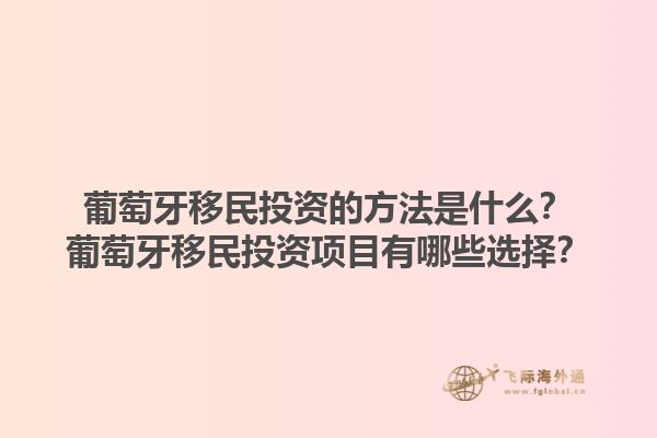葡萄牙移民投资的方法是什么？葡萄牙移民投资项目有哪些选择？1.jpg