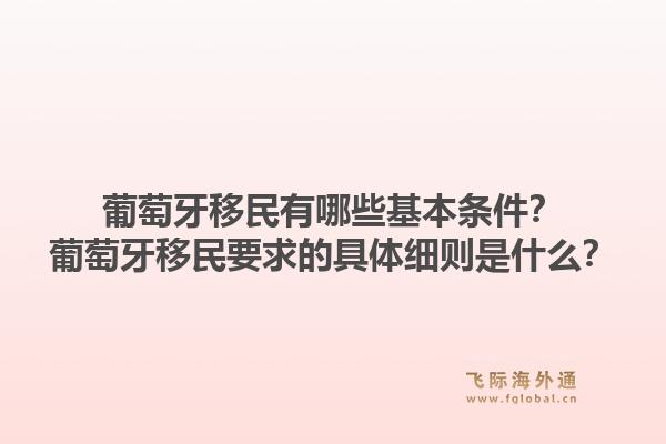 葡萄牙移民有哪些基本条件？葡萄牙移民要求的具体细则是什么？1.jpg