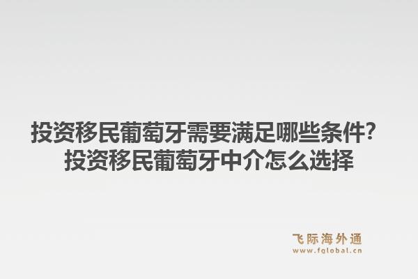 投资移民葡萄牙需要满足哪些条件?投资移民葡萄牙中介怎么选择1.jpg