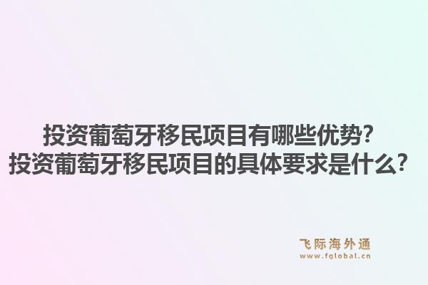 投资葡萄牙移民项目有哪些优势?投资葡萄牙移民项目的具体要求是什么?1.jpg