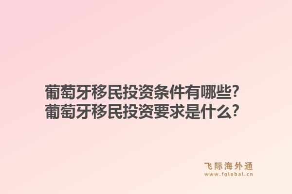 葡萄牙移民投资条件有哪些?葡萄牙移民投资要求是什么?1.jpg