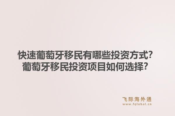 快速葡萄牙移民有哪些投资方式?葡萄牙移民投资项目如何选择?1.jpg