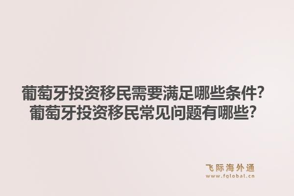 葡萄牙投资移民需要满足哪些条件?葡萄牙投资移民常见问题有哪些?1.jpg
