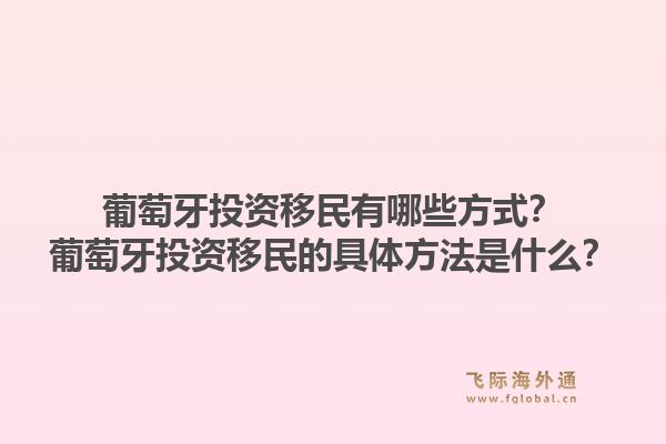葡萄牙投资移民有哪些方式?葡萄牙投资移民的具体方法是什么?1.jpg
