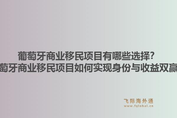 葡萄牙商业移民项目有哪些选择?葡萄牙商业移民项目如何实现身份与收益双赢?1.jpg