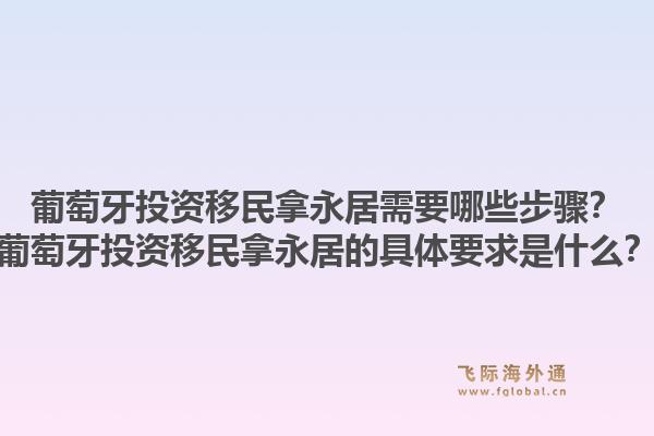 葡萄牙投资移民拿永居需要哪些步骤?葡萄牙投资移民拿永居的具体要求是什么?1.jpg