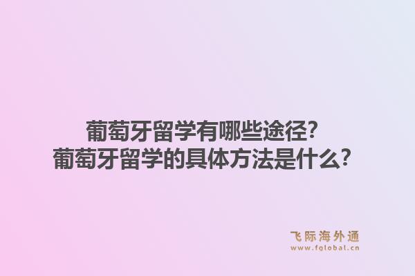 葡萄牙留学有哪些途径?葡萄牙留学的具体方法是什么?