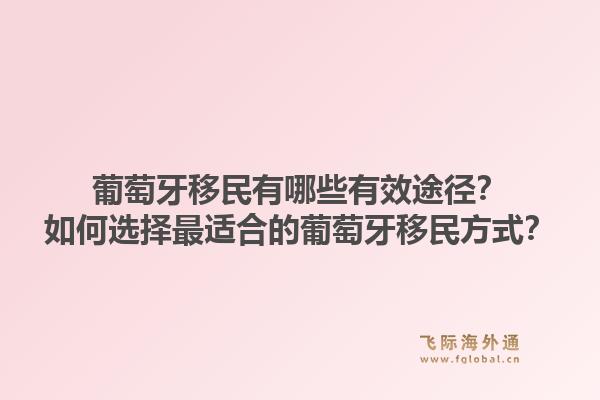 葡萄牙移民有哪些有效途径?如何选择最适合的葡萄牙移民方式?1.jpg