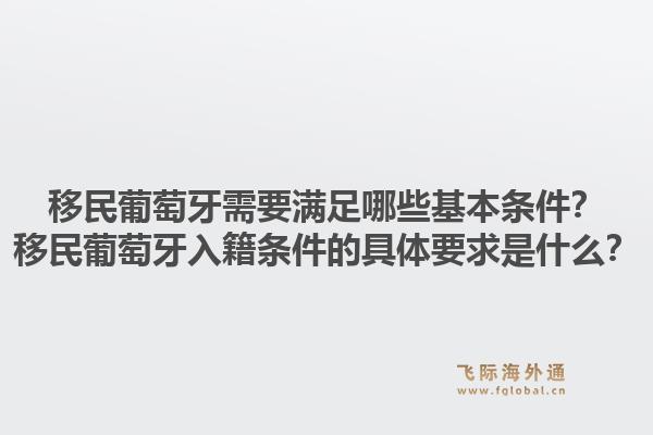 移民葡萄牙需要满足哪些基本条件?移民葡萄牙入籍条件的具体要求是什么?1.jpg