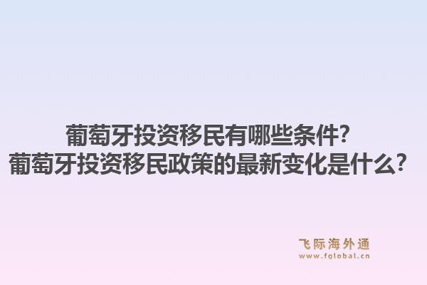 葡萄牙投资移民有哪些条件?葡萄牙投资移民政策的最新变化是什么?1.jpg