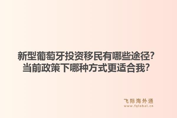 新型葡萄牙投资移民有哪些途径?当前政策下哪种方式更适合我?1.jpg