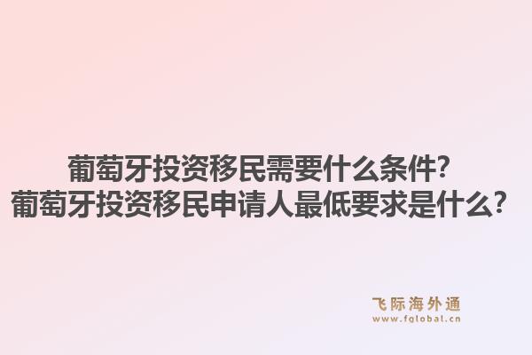 葡萄牙投资移民需要什么条件?葡萄牙投资移民申请人最低要求是什么?1.jpg