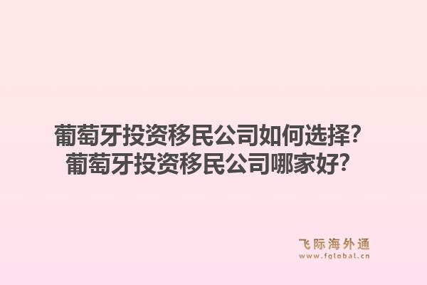 葡萄牙投资移民公司如何选择?葡萄牙投资移民公司哪家好?1.jpg