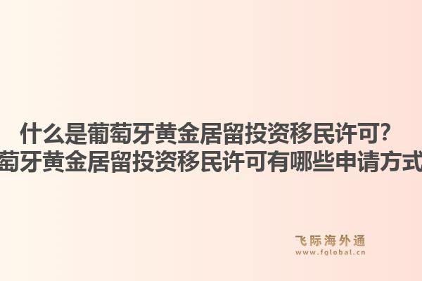 什么是葡萄牙黄金居留投资移民许可？葡萄牙黄金居留投资移民许可有哪些申请方式？1.jpg