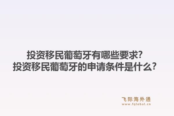 投资移民葡萄牙有哪些要求?投资移民葡萄牙的申请条件是什么?1.jpg