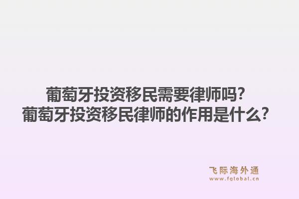 葡萄牙投资移民需要律师吗?葡萄牙投资移民律师的作用是什么?1.jpg