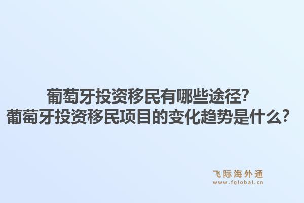 葡萄牙投资移民有哪些途径？葡萄牙投资移民项目的变化趋势是什么？1.jpg