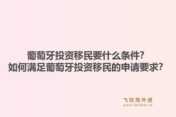 葡萄牙投资移民要什么条件？如何满足葡萄牙投资移民的申请要求？