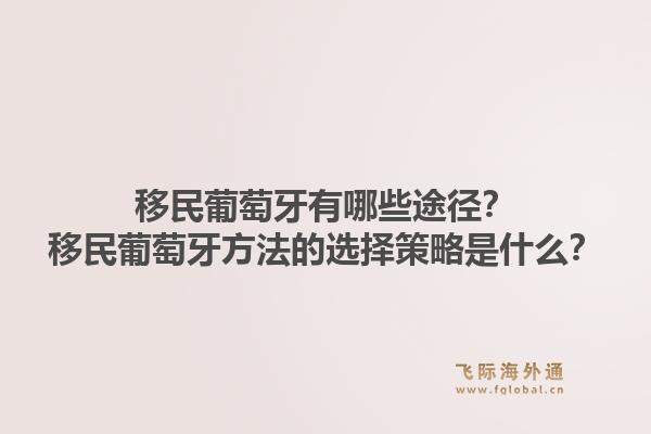 移民葡萄牙有哪些途径?移民葡萄牙方法的选择策略是什么?1.jpg