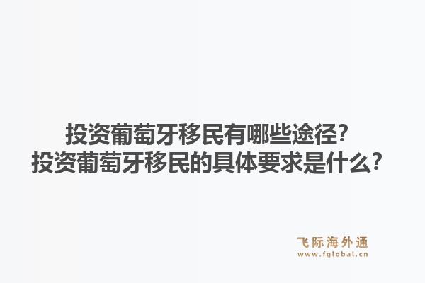 投资葡萄牙移民有哪些途径？投资葡萄牙移民的具体要求是什么？1.jpg