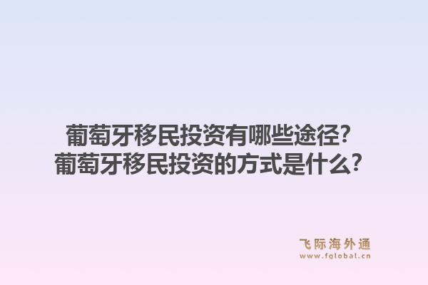 葡萄牙移民投资有哪些途径?葡萄牙移民投资的方式是什么?1.jpg