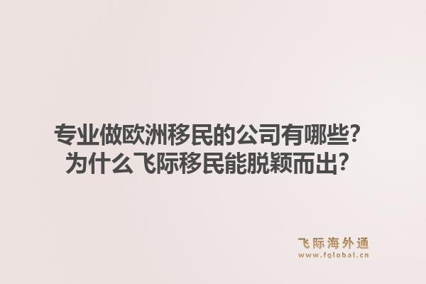 专业做欧洲移民的公司有哪些？为什么飞际移民能脱颖而出？