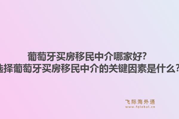 葡萄牙买房移民中介哪家好?选择葡萄牙买房移民中介的关键因素是什么?1.jpg
