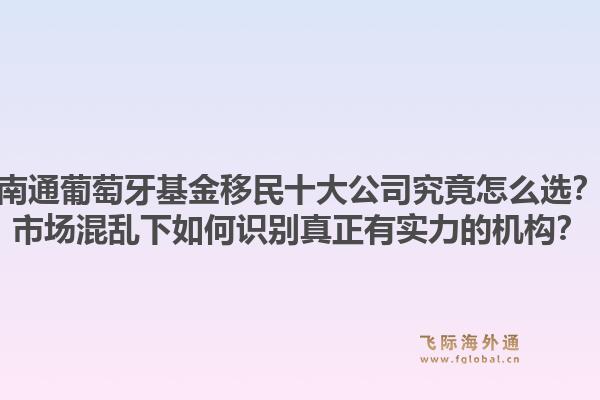 南通葡萄牙基金移民十大公司究竟怎么选？市场混乱下如何识别真正有实力的机构？1.jpg