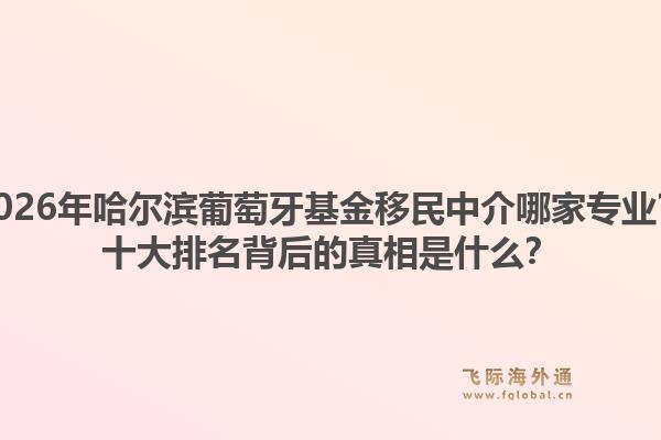 2026年哈尔滨葡萄牙基金移民中介哪家专业？十大排名背后的真相是什么？1.jpg
