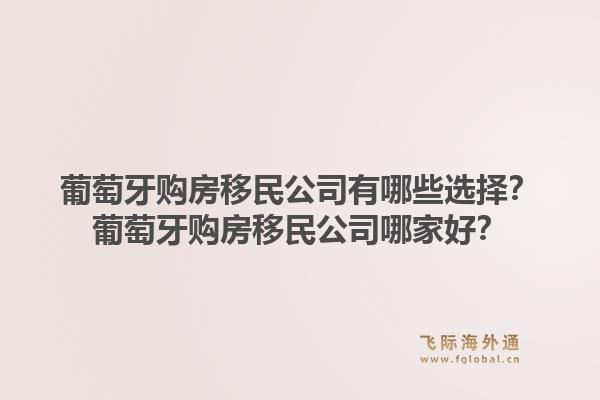 葡萄牙购房移民公司有哪些选择？葡萄牙购房移民公司哪家好？1.jpg
