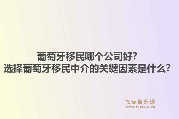 葡萄牙移民哪个公司好？选择葡萄牙移民中介的关键因素是什么？1.jpg