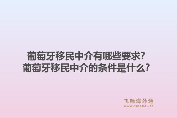 葡萄牙移民中介有哪些要求?葡萄牙移民中介的条件是什么?1.jpg