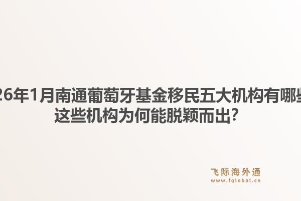 2026年1月南通葡萄牙基金移民五大机构有哪些?这些机构为何能脱颖而出?1.jpg