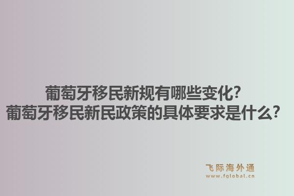 葡萄牙移民新规有哪些变化?葡萄牙移民新民政策的具体要求是什么?1.jpg
