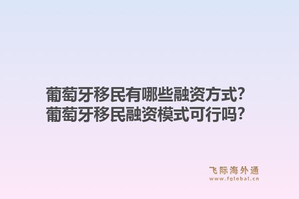葡萄牙移民有哪些融资方式?葡萄牙移民融资模式可行吗?1.jpg