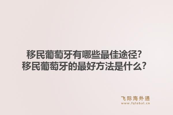 移民葡萄牙有哪些最佳途径？移民葡萄牙的最好方法是什么？1.jpg