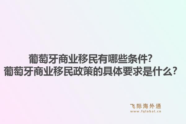 葡萄牙商业移民有哪些条件？葡萄牙商业移民政策的具体要求是什么？1.jpg