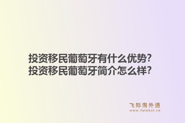 投资移民葡萄牙有什么优势？投资移民葡萄牙简介怎么样？1.jpg