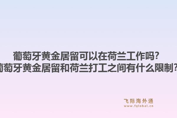葡萄牙黄金居留可以在荷兰工作吗？葡萄牙黄金居留和荷兰打工之间有什么限制？1.jpg
